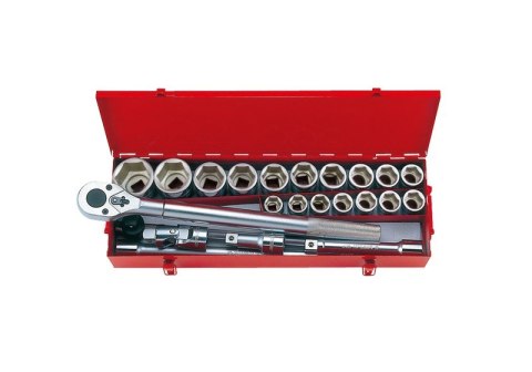 ZESTAW NASADEK 3/4'' 23 CZĘŚCI KRÓTKIE 6-KĄT.21-50MM+AKCES. ZESTAW NASADEK 3/4'' 23 CZĘŚCI KRÓTKIE 6-KĄT.21-50MM+AKCES.