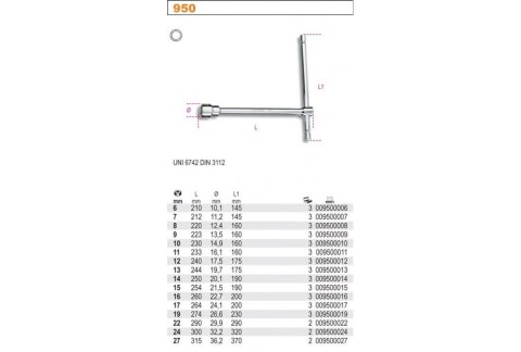 KLUCZ NASADOWY TYPU T 17MM KLUCZ NASADOWY TYPU T 17MM