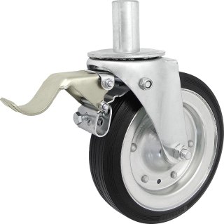 KOŁO METAL-GUMA 200MM OBUDOWA Z TRZPIENIEM+HAMULEC 66H*25